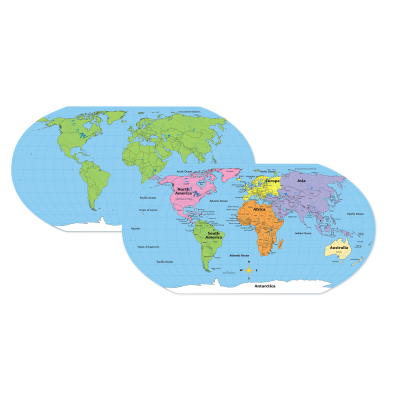 Made In USA | SHAPES ETC. World Practice Map Combo Pack- 8” x 16”